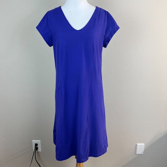 Toad & Co Dress Womens M Purple V-Neck Short Sleeve A-Line Stretch Aquaculture - Picture 11 of 11